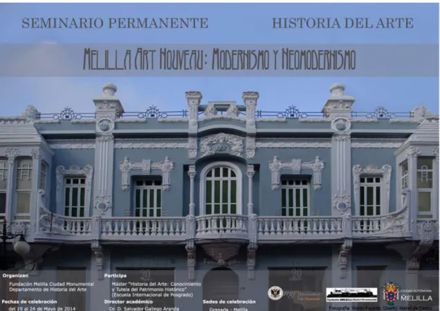 Ilustración 06. “Seminario Melilla Art Nouveau, 2014”. Cartel (Waldo Fajardo y Mabel de  Castro, 2014)
