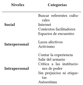 Tabla 1. Niveles y categorías de análisis