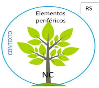 Figura 1. Esquema de la representación social. El tronco representa el núcleo central y las hojas los elementos  periféricos