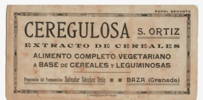 Fig 4. Publicidad de “Ceregulosa», papel secante. Colección  particular
