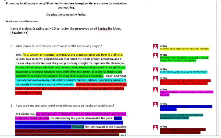 Illustration 5. Example of color coding (Semi-structured interview-Nov 03, 2018)