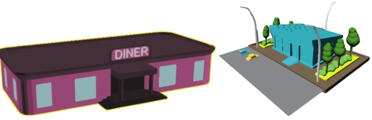 Figure 15: Icons for the Diner building and the Shop building. Both reduce the time of     spawn money