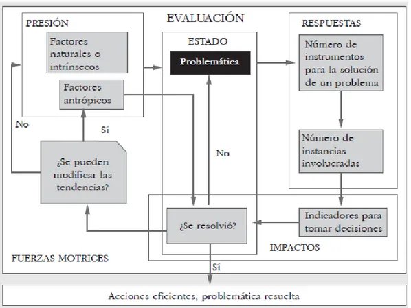 Figura  2  Desglose  del  problema  organizado  a  partir  del  esquema  conceptual  de  Fuerza directriz/Presión/Estado/Impacto/Respuesta 