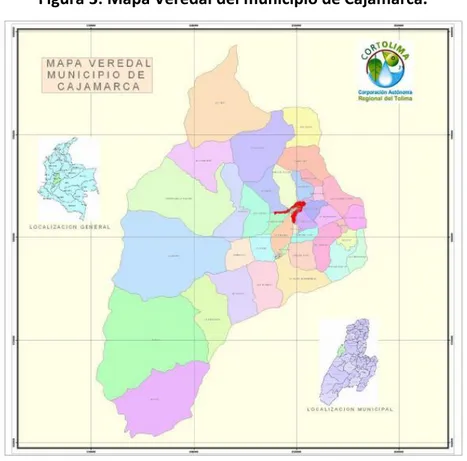 Figura 3: Mapa Veredal del municipio de Cajamarca.