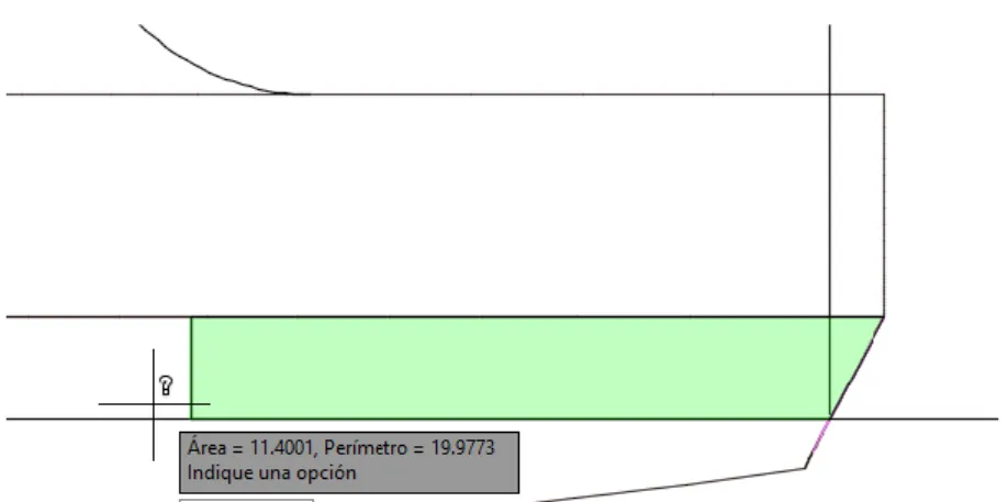 Figura 3.- Justificación del área en proa existente.