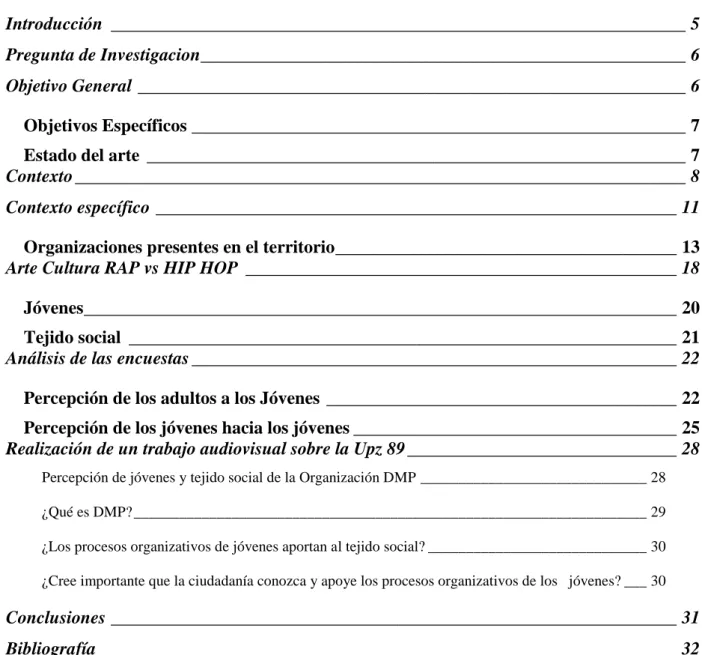 TABLA DE CONTENIDO  