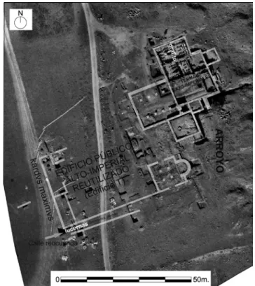 Figura 2.- Edificios del área 1 y situación de los elementos de carácter judío.