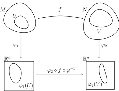 Figura 1-3 : Funci´on diferenciable entre variedades