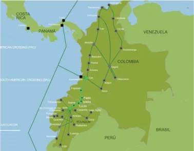 Ilustración 2 Red óptica entre Colombia y Ecuador  
