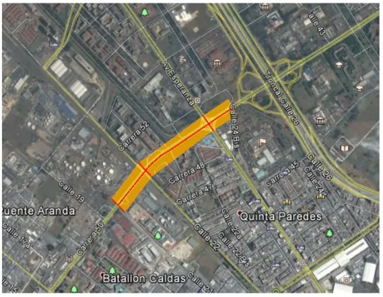Figura 4 - Zona de Influencia para la ASV Avenida Carrera 50 entre Calle 21 y  Calle 24 bis