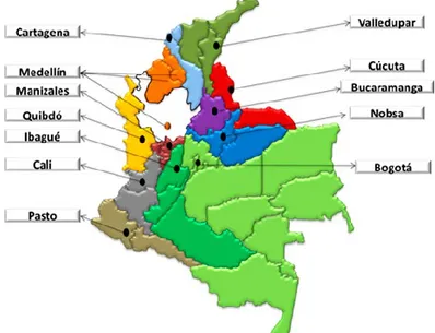 Ilustración 4 Distribución de zonas mineras en Colombia Fuente: (COCUPO, 2018)