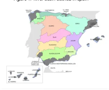 Figure 1.  River basin districts in Spain 
