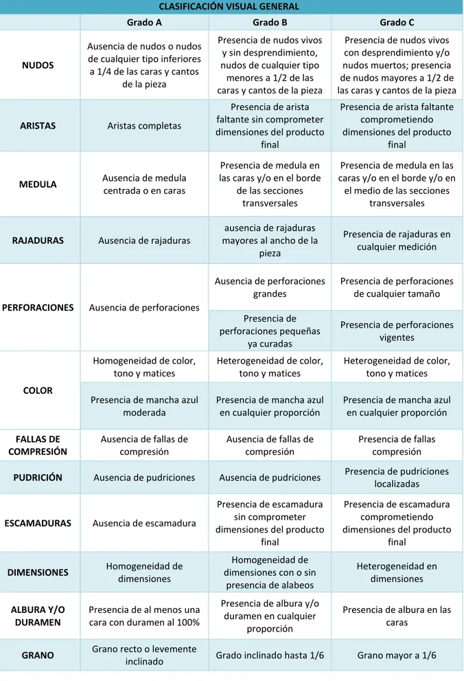 Tabla 3. Metodología de clasificación visual Polanco y García (2017) 