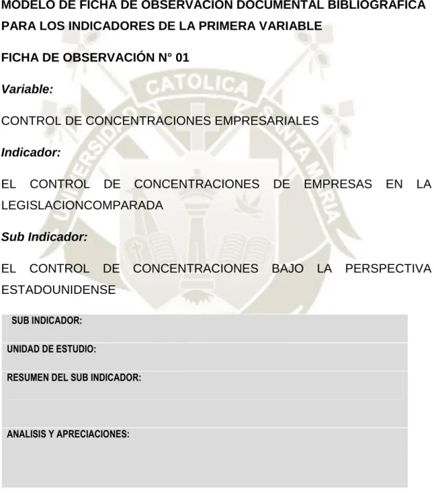 CUADRO DE LA ESTRUCTURA DEL INSTRUMENTO DE LA PRIMERA  VARIABLE 