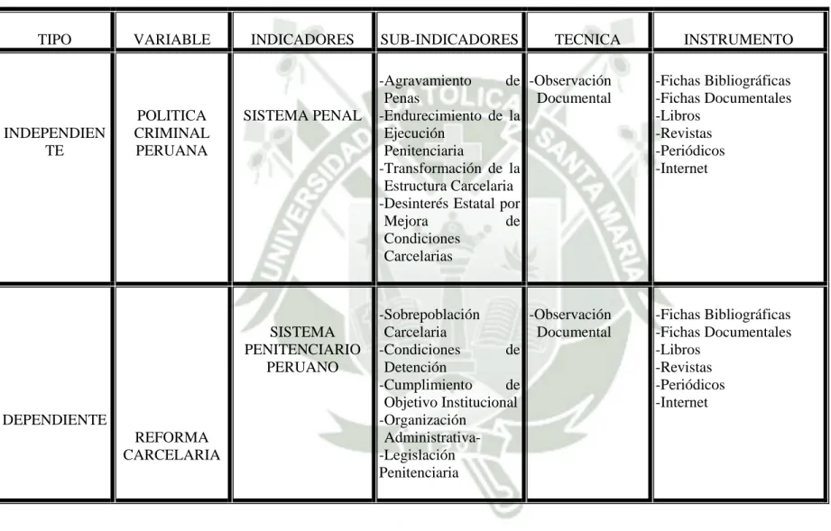 CUADRO DE SISTEMATIZACIÓN DE TECNICAS E INSTRUMENTOS 