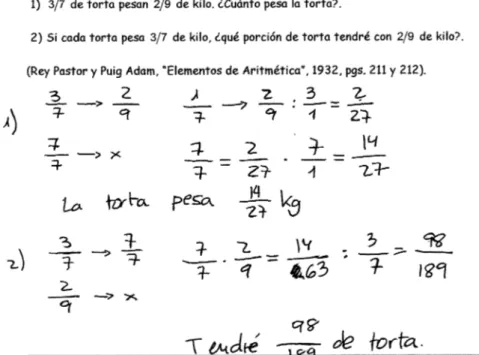 Figura 6. Trabajo de Mercé en la tarea de la torta 