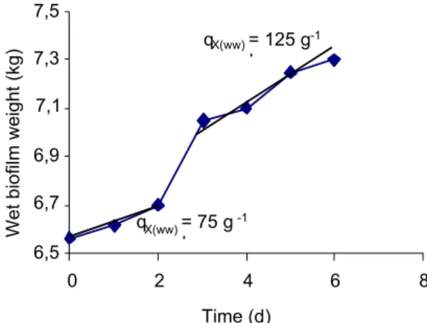 Figure 6. The biofilm weight in biotrickling filter with ivermectin nematode inhibitor