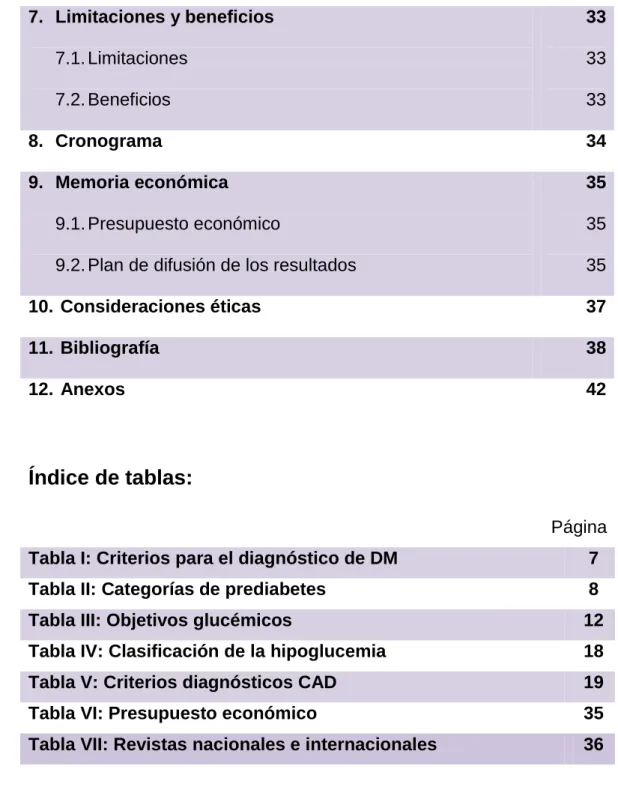 Tabla II: Categorías de prediabetes   8 