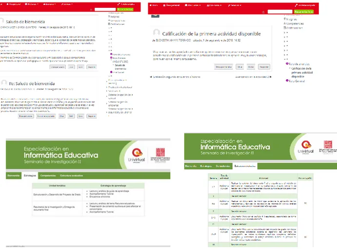 Figura 2. Aula virtual del programa Especialización en Informática Educativa (Fuente: Autora) 