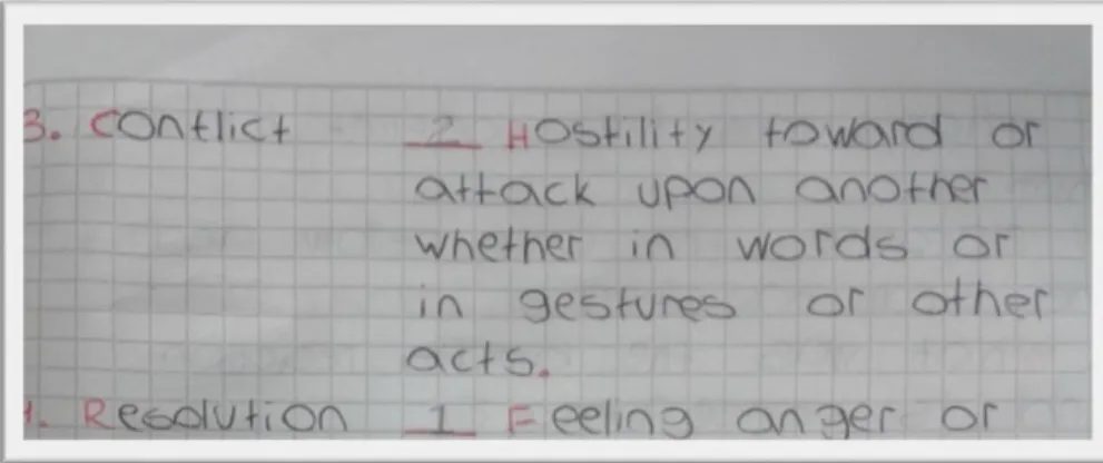 Figure 4 student’s task  about conflict definition. 