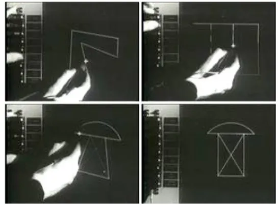 Ilustración 2 - Demostración del funcionamiento de  SketchPad. Fuente: Extraído de un video de 1987 de 