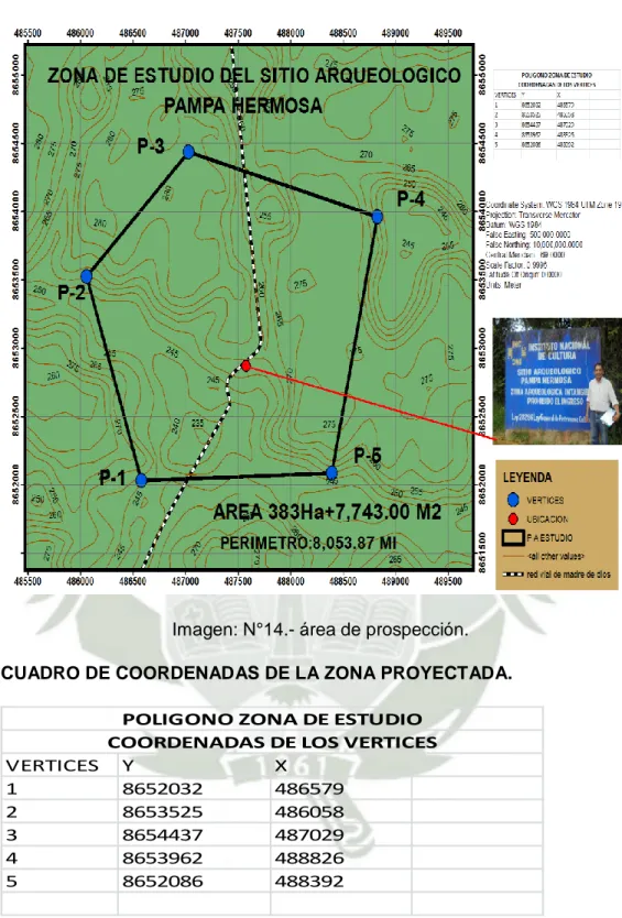 CUADRO DE COORDENADAS DE LA ZONA PROYECTADA. 