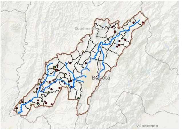 Ilustración 8 Mapa de ubicación potencial de fauna en la Cuenca del Río Bogotá 