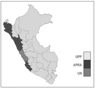 Figura 1:  resultados de las elecciones presidenciales por regiones - 1ª vuelta