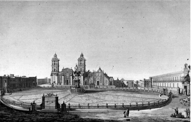 Ilustración 5. Plaza Mayor de la Ciudad de México, José Joaquín Fabregat, ca. 1803.   Benson Collection, University of Texas at Austin