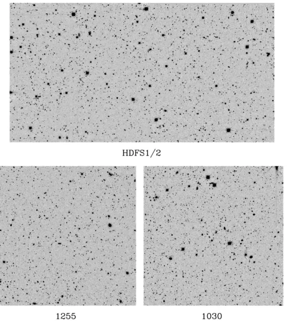 Fig. 2.— Deep K-band images from the MUSYC. At top, the individual HDFS1 and HDFS2 images have been combined to create a single 19:5 0 ; 10:3 0 image