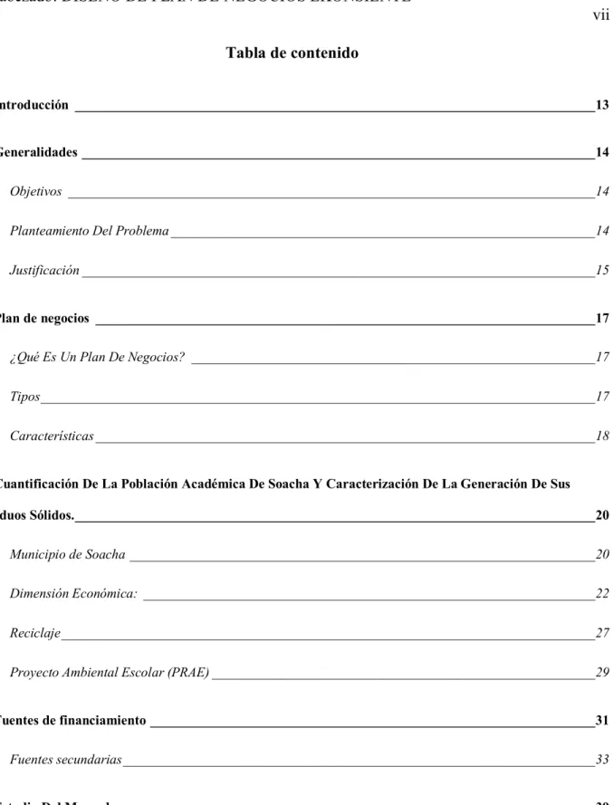 Tabla de contenido 
