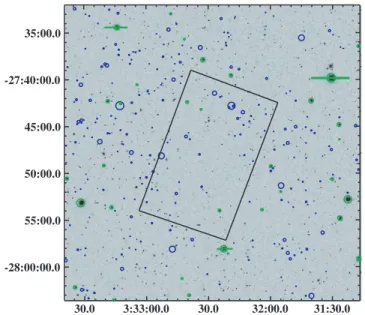 Fig. 5.— Sky coordinates of the 160 candidate z ¼ 3:1 LAEs brighter than our completeness limit plotted over our narrowband 5000 8 image