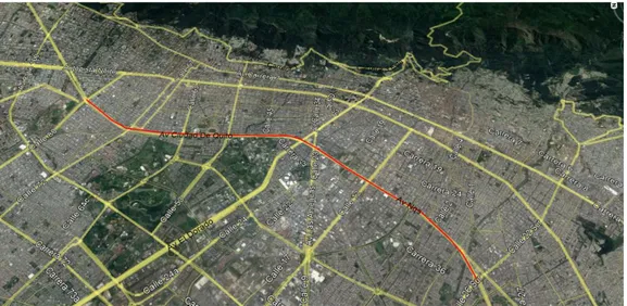 Figura 3: Vista especifica del tramo Av. NQS, comprendido desde la Av. Primera de Mayo hasta la Calle 80