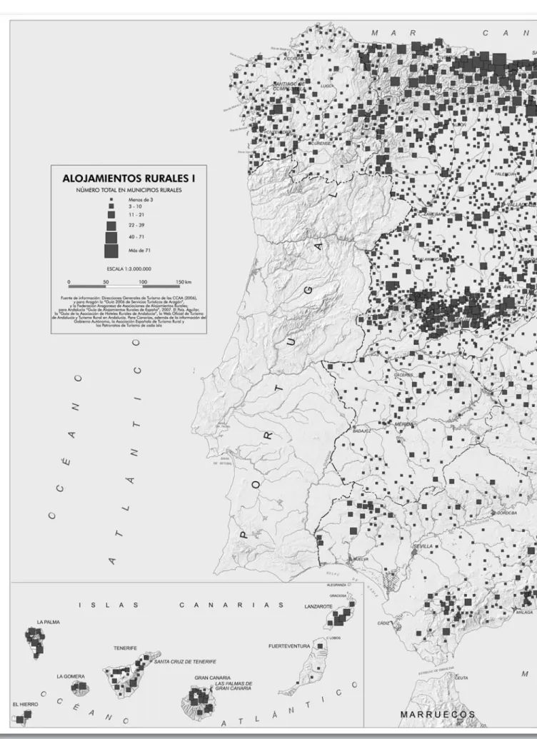 Figura 4.- Mapa del Atlas del “Turismo en espacios rurales y naturales” perteneciente al Atlas Nacional de España (IGN-CNIG, 20