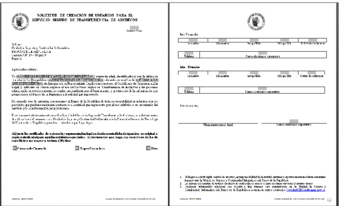 Figura 2. Formato de solicitud creación de usuario BR-3-600-0 