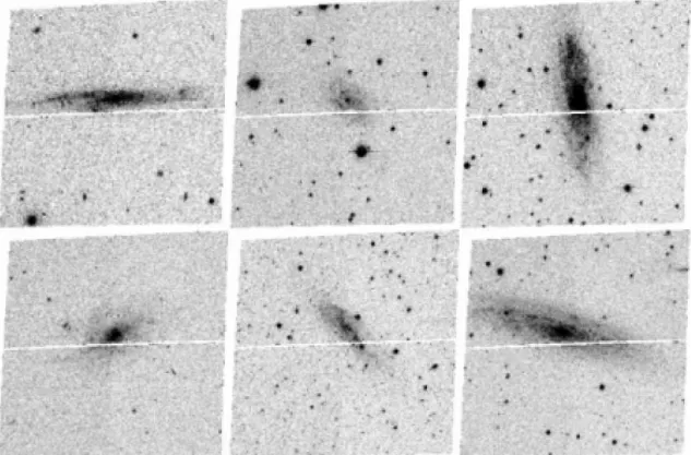 Fig. 1.— F475W band images of the six observed galaxies. From left to right, upper panel: ugc00477, ugc03459, ugc03587 ; lower panel: