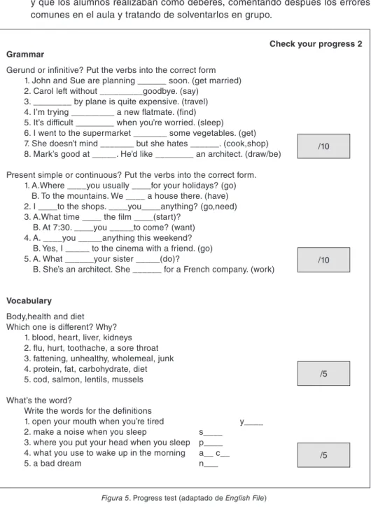 Figura 5. Progress test (adaptado de English File)