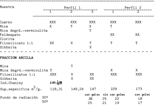 Tabla nº 3 .- Perfiles de alteración