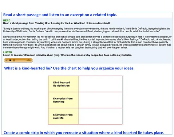 Figure 4. Integrated-skills task for the creation of a comic 