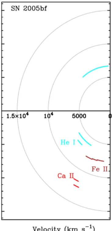 Figure 12. Polar plot of the polarization angles of particular spectral features from the observation of SN 2005bf at 6 days prior to second maximum (Maund et al