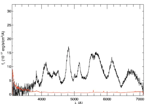 Figure 2. Palomar 200 inch DBMS spectrum of supernova SN 2008ba.