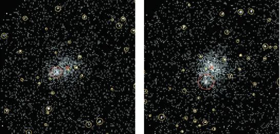 Figure 4. Typical examples of Chandra images for the high-redshift clusters (0230+1836, z = 0.80 and cl1120+2326, z = 0.56)