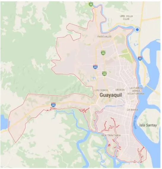 Figura 1  Mapa de la ciudad de Guayaquil  Fuente: Google Map 2016 