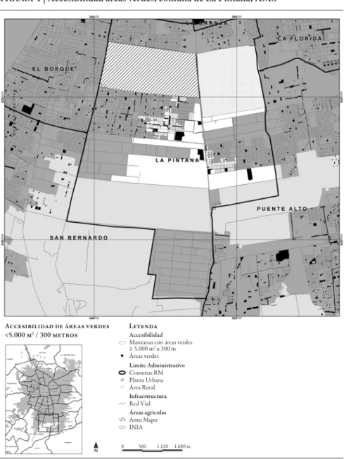 figura 4 | Accesibilidad áreas verdes, comuna de La Pintana, AMS