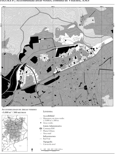 figura 6 | Accesibilidad áreas verdes, comuna de Vitacura, AMS