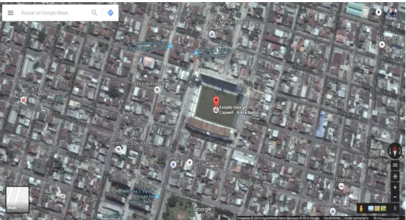 Gráfico  3: Ubicación Geográfica  Estadio George Capwell  Fuente: Google Maps (2016) 