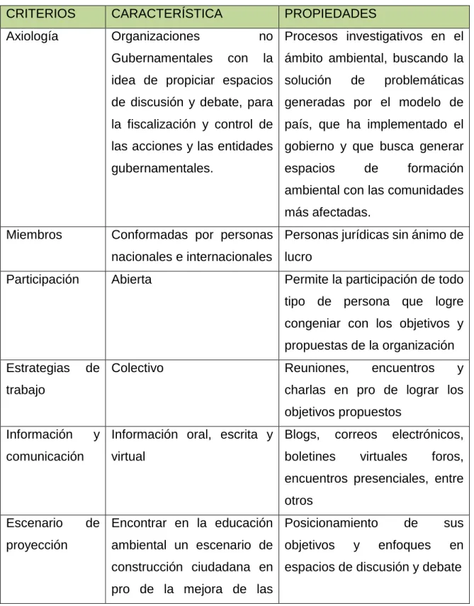 Tabla 8: Perfil de Actor ONG´s 