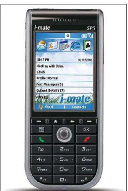 Figura 1-2: Vista frontal del teléfono Imate SP5 