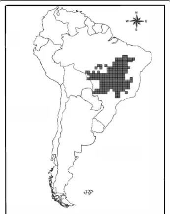 Figure 1 Map of the Brazilian Cerrado with the used grid. Map of the 181 grid cells (1° × 1°) over Brazilian Cerrado region.