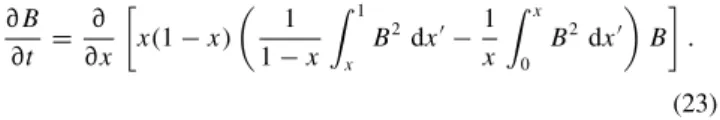 Figure 1. The analytic evolution of an initial magnetic step profile of the form given by equation (24) (thin line) and comparison with the finite-difference evolution of an initial profile given by equation (27) but using equation (23) (thick line)